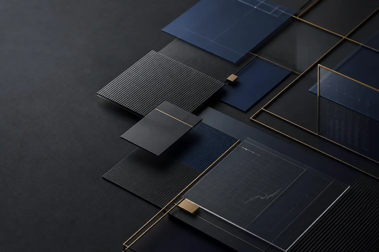 Composición modular azul y grafito para la exploración conceptual Nexo
