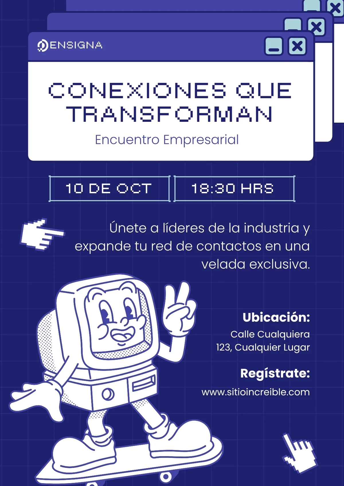 Invitación azul para un encuentro empresarial