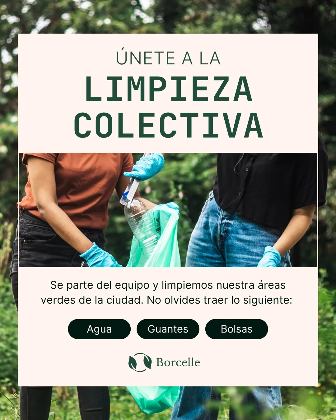 Publicación verde sobre una jornada de limpieza de basura