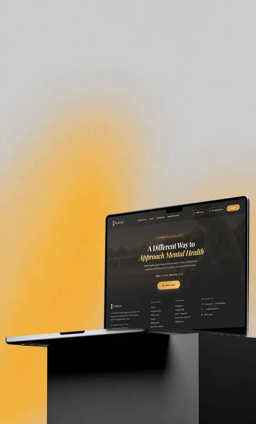 Mockup de la plataforma interna PSR Course de PsyReset